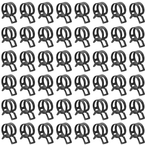 sourcing map 60pcs Spring Band Type Hose Clamps 13mm Fuel Line Hose Spring Clip Silicone Vacuum Hose Pipe Clamp Low Pressure Tube Clip Fastener, Black