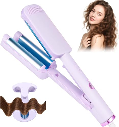 Rizador de Pelo 32mm para Ondas Grandes, Plancha Ondas Beach Waves, Rizador Francés con Revestimiento Cerámico, 4 Temperaturas Ajustables, Calentamiento Rápido & Diseño Antiquemaduras Hierro ondulado