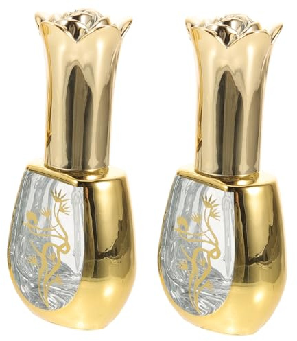 Healvian 2 Stück Glas Sprühflasche 10ml Nachfüllbar Goldfarben für Parfüm und Ätherische Öle Auslaufsicher für Reise und Unterwegs