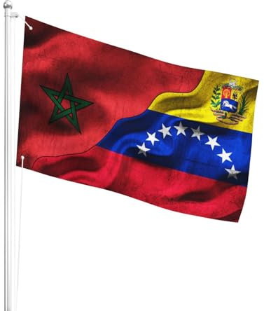 Resistente A La Decoloración Uv Bandera De Terraza Marruecos Marroquí Venezolano Venezuela Bandera Del Patio Reforzada Banderas Personalizada Para Hogar, Patio, Granja, 3X5 Ft