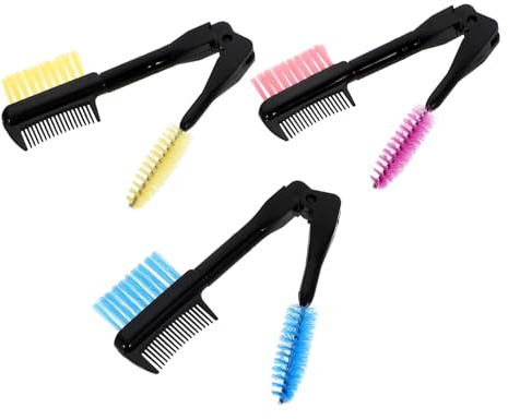 Gatuida 3 pezzi Pettini Sopracciglia Piegh Doppia Punta Strumento Modellatore Ciglia Donna Portatile Materiale Sicuro Colori Giallo Arancione Blu