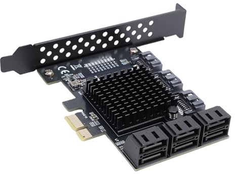 Sxhlseller Tarjeta de Expansión PCIE 1X de 9 Puertos, Adaptador PCIE a 9 SATA3.0 de 6 Gbps, Compatible con Hot Swap y Soft Raid, Controlador PCI Express 1X, 4X, 8X, 16X SATA para Sistemas