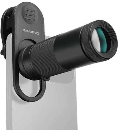 EXAPRO Clip Lens 8X Téléobjectif, utilisable comme monoculaire, pour iPhone, Samsung Galaxy, Google Pixel, Android, EXP-CL820T