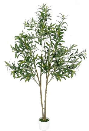 Hamlody Olivier Artificiel, 150 cm de Haut, Pot de Fleurs Artificiel, décoration végétale réaliste avec Feuilles et Tronc en Bois, idéal pour la décoration de la Maison et du Bureau.