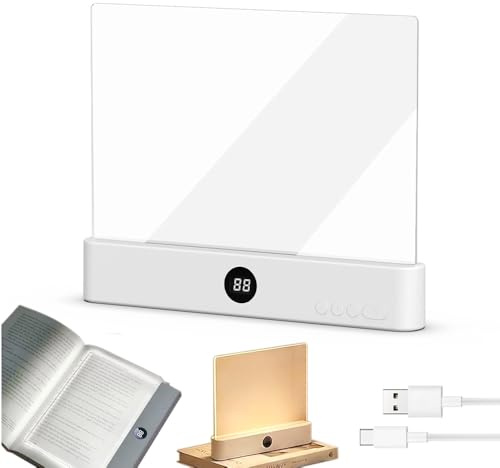 Kyduu Lampada da Lettura a LED Clip A Pannello, Luce Libro Lettura Notturna a LED Intelligente, Lampada Libro Piatta Luce Piatta A LED, Lucina Portatile per Leggere,Ricaricabile tramite USB (Bianco)