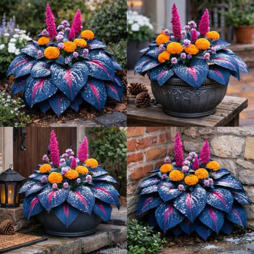 Hosta dai bordi argentati - Grandi foglie a forma di cuore, una hosta perenne che ama l'ombra, adatta a giardini e patii-2 PIECE-A