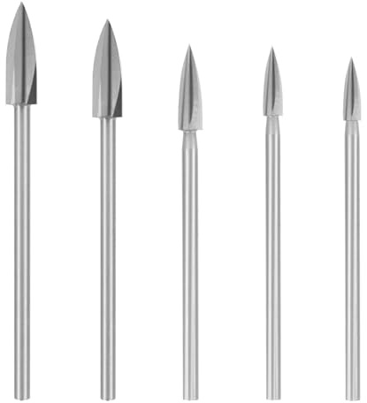 Lurrose Brocas para Tallar Madera Hss 5 Piezas 2.35 Mm Vástago Cincel Punta Afilada para Herramientas Rotativas Bricolaje Carpintería Grabado Manualidades