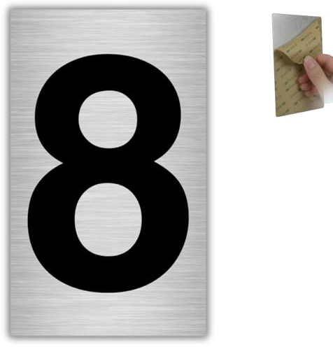 LEIASA | Numero Civico n. 8-6x10 cm - Alluminio Grigio Cassetta Postale | Targa Numero Casa, Adesivo Cifra Civica, Insegna Numerazione Residenza, Placca Indirizzo Edificio, Segnale Cancello