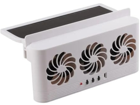 Dubbelhuvad Bilfläkt Soldriven Bilavgasfläkt 3 Luftuttag Bilkylfläkt USB-driven Fönsterfläkt Sätesventilationsfläkt(White)