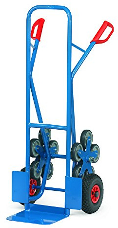 Fetra Stahlrohr-Treppenkarre, Traglast 200 kg, Schaufel, 2 Räder Lufbereifung mit 2 Fünfarmige Radsterne, 1 Stück, 1300 x 590 mm, blau, TK1327