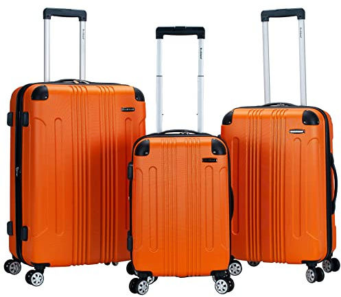 Rockland London Hardside Spinner Wheel Luggage, Orange, 3-Piece Set (20/24/28)