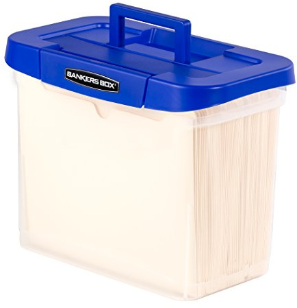 Bankers Box Heavy Duty Portable Plastic File Box with Hanging Rails, Letter, 1 Pack (0086304)