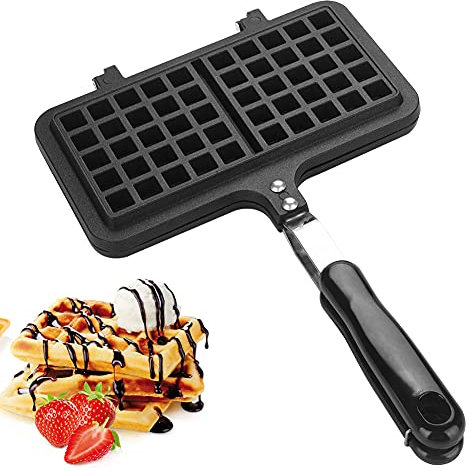 Waffle Baking Mold, Gofrera Doble Grande,Maquina de Gofres Antiadherente del Molde De La Aleación De Aluminio