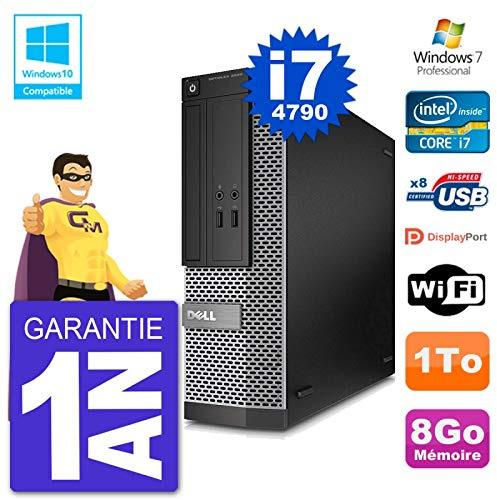 Dell PC 3020 SFF Intel i7-4790 RAM 8Go Disque 1To Graveur DVD WiFi W7