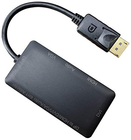 DP Adapter,Displayport to VGA HDMI DVI Audio 3 Monitors Simultaneously Display Adaptor,Multiport 4 in 1 Video Converter,Male to Female Gold-Plated Jack for Computer Laptop Projector Monitor