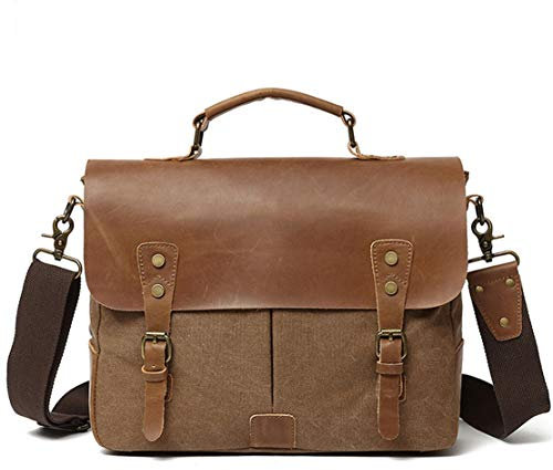 Herren Laptoptasche Arbeitstasche Handtasche, Mens Umhängetasche, Männer Vintage Leinwand-Geschäfts-Aktenkoffer Schultaschen-Kurier-Schulter-Einkaufstasche 13.3inch Laptop-Tasche Laptop Businesstasche