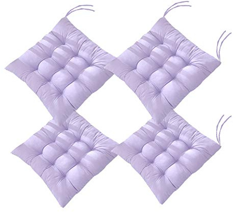 AIITLLYNA 4er Set Stuhlkissen mit Bänder, 40x40 cm, Sitzpolster Auflage für Haus und Garten,für Innen- und Außenbereich geeignet (Helles Lila)