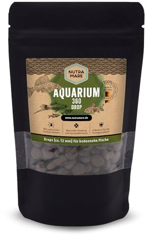 Nutramare Aquadrop360 250ml Futtertabletten | Aquarium-Hauptfutter für Bodenfische und Krebse, Spirulina, Formstabil