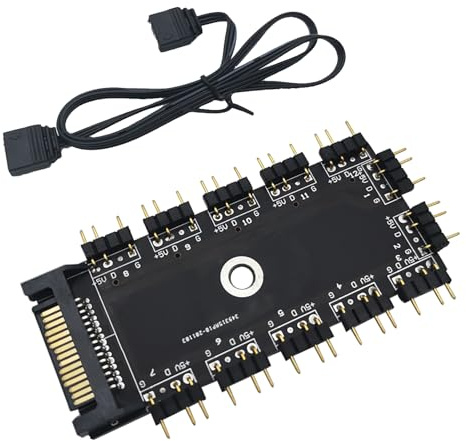 CTRICALVER ARGB-styrenhet, ARGB-hubb med 1 till 11 portar, 5 V, 3-stifts RGB LED-förgreningshubb med SATA/IDE portstöd