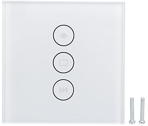 Smart Curtain Switch – WiFi Kontrollschalter mit gehärtetem Glas Touch Panel, Sprachsteuerung kompatibel mit Tuya, IFTTT und Smart Life, perfekt für Ihr modernes Zuhause(Weiß)