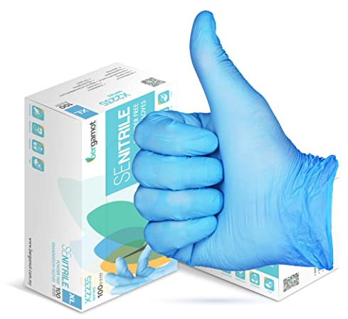 Guantes Nitrilo talla XL sin Polvo Azules - Guantes Desechables XL - Guantes LATEX FREE Pack de uso Universal para Cocina Trabajo Jardin Profesiones Relacionadas con la Salud etc.- 100 unidades