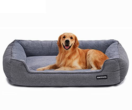HMTOPE Hundebett, Hundesofa, Hundekissen, Hundekörbchen Abnehmbar und waschbar, Hellgrau, 110 x 86 x 26 cm