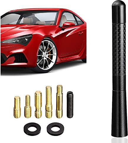 Antenna Auto Corta universale autoradio Fibra di Carbonio,12CM 4 Viti Incluse M4.0 M5.0 M6.0 con forte funzione di ricezione FM/AM/DAB