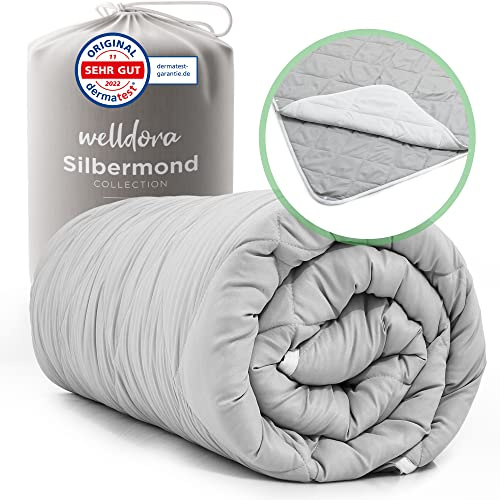 Welldora OPTICLIMA Allergiker Bettdecke 220x240, 2-teilig mit Druckknöpfen | 2 Decken: Sommerdecke & Winterdecke | Dermatest Sehr gut | Waschbar | Bettwäsche verzichtbar | Oeko-Tex-zert. in der Schweiz