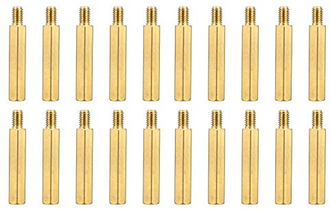 YOKIVE M4 Abstandshalter Schrauben (Gold Ton 25mm+6mm) 20Stk | Messing Sechskant PCB Abstandshalter Halten Höhe Konsistent Perfekt für Hauptplatine