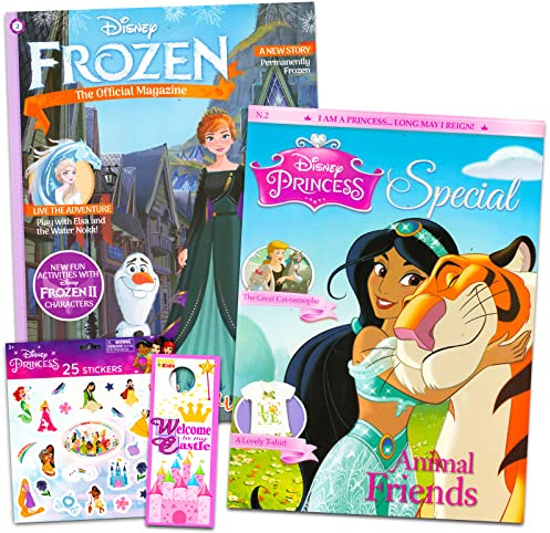 Disney Princess and Frozen Activity Books for Kids Ages 6-8 - Bundle with 2 Frozen and Princess Comic Storybooks for Girls with Games, Puzzles, Comic Strips, More | Disney Princess Activity Books