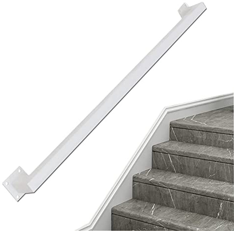 Pasamanos cuadrado blanco para escalera Barandilla de escalera de metal Barandilla de mano Soporte de hierro galvanizado Barra de agarre Barra de soporte de seguridad antideslizante de para loft ( Siz