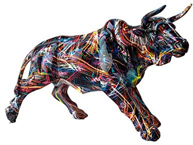 Cutfouwe Harz Lucky Bull Skulptur Feng Shui Ornamente Wall Street Bull Skulptur -Skulptur Deko Modern-Dekorative Skulptur,B