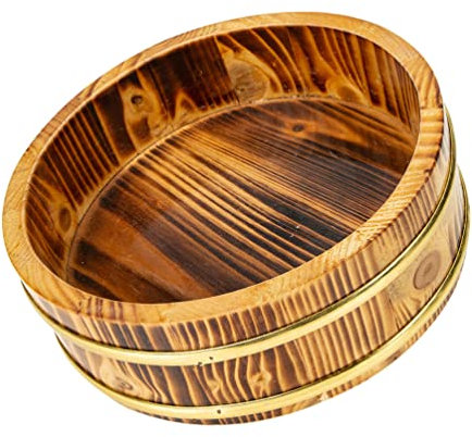 PAREKS Dampfgarer Korb Kleine Holzkiste Holz Sushi Reisschale 22 cm Japanische Hangiri Sushi Oke Reis Mischwanne Eimer Reis Dampfgarer Korb Kleine Holzbox