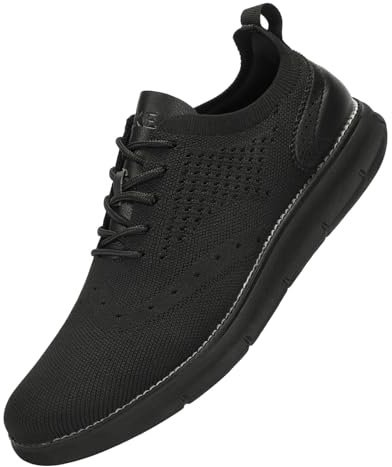 SVNKE mäns Oxfordskor formella promenadskor finskor klassiska halkfria business vardagsskor snörning lätt sneaker, Helt svart, 44.5 EU
