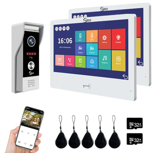 TUYA 1080P Video Puerta Teléfono Apartamento Timbre Intercomunicador Sistema de Intercomunicador, 10 pulgadas Pantalla Táctil Alámbrica, Soporta Entrada de Tarjeta de Deslizamiento y Detección de