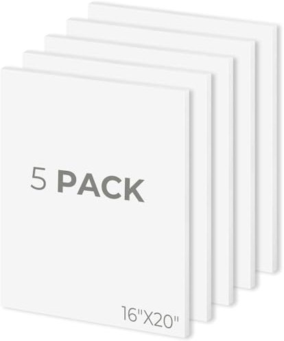 Mattbrädcenter, paket med 5, 16 x 20 skumskivor, syrafria vita skumkärnbrädor för montering, hantverk, display, presentation och projekt, 1/8 tum tjock