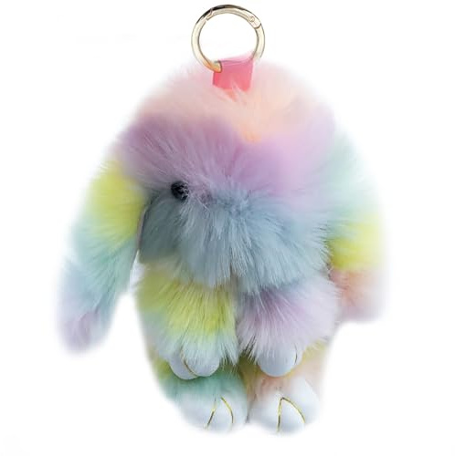 Xsclpomddy Plüsch Hase Schlüsselanhänger Mit Pom Pom Für Taschenanhänger, Handtasche, Autoschlüssel - Accessoires Und Dekoration