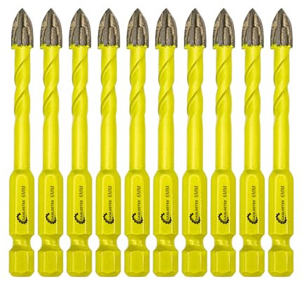 SANLEETEK Set de Foret Carbure - 10 pièces 6mm Pointe Carbure Tungstène avec Queue à Changement Rapide pour Bois Plastique Maçonnerie Carreaux de céramique Béton