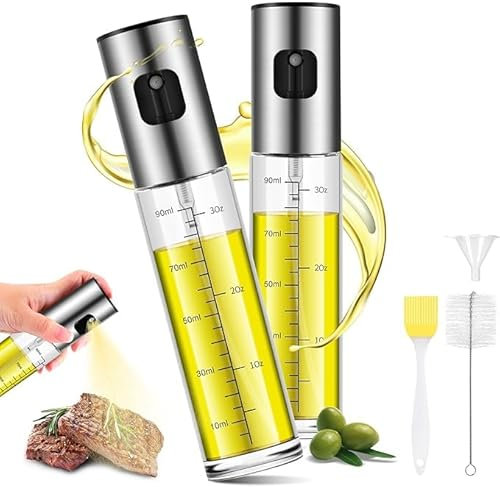 feyiubmen Lot de 2 pulvérisateurs d'huile pour huile alimentaire, friteuse à air chaud, vaporisateur d'huile d'olive pour huile alimentaire, vaporisateur d'huile et de vinaigre, 100 ml, pulvérisateur