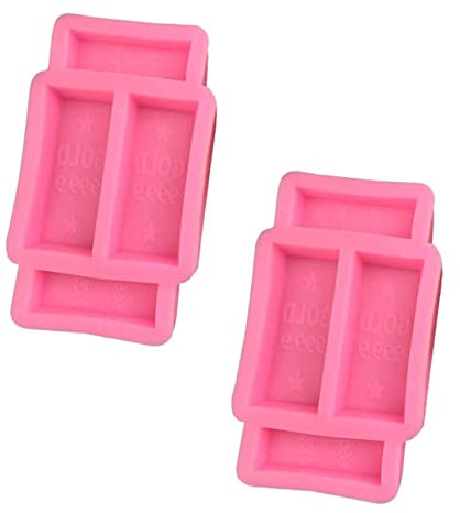 SHOWERORO 2pcs Gold Bar Mold Silicone Candy Making Mold for Fondant Chocolate Truffles