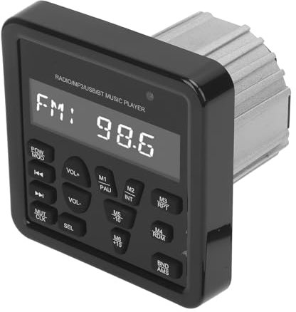 Reproductor Estéreo Marino MP3 USB Radio de Sonido, Reproductor de Audio Impermeable para Yates Al Aire Libre ATV UTV con Radio Am/FM, Control Remoto