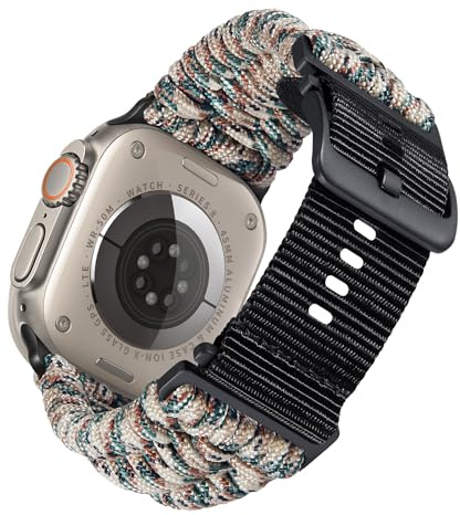 BINLUN Kompatibel mit Apple Watch Armband 49mm 46mm 45mm 44mm 42mm Geflochten Paracord Nylon Ersatzarmband Passt für iWatch Armbänder Series Ultra3/Ultra2/Ultra/11/10/9/8/7/SE3/SE2/SE/6/5/4/3/2/1