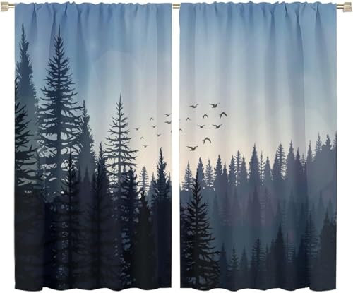 3D Verdunkelungsvorhang Ösen Waldlandschaft,2Er Set 280X180 cm (B + H) Gardinen Wohnzimmer Gardinen Blickdicht Kinder Vorhänge Schlafzimmer Dekoschals Gardine-568671063