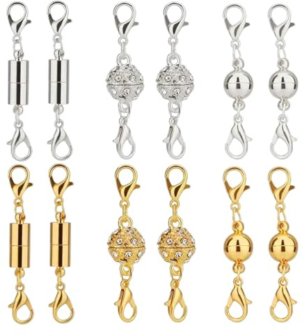 Magnetverschluss Kette, 12 Stück Magnetverschluss Armband Für DIY Schmuck | Hochwertige Legierung, 12 Stück Set, Magnetverschluss Für Ketten, Kettenverlängerung
