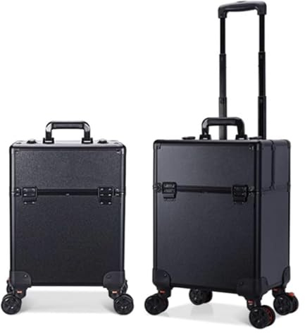 Maleta de Maquillaje,Trolley Maquillajem, Carro de Maquillaje de Viaje, Caja de Almacenamiento de Maquillaje, Maleta de Esteticista, Estuche de cosméticos con Ruedas(Black,34X24X48cm)