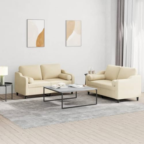 LAPOOH 2-TLG. Sofagarnitur mit Kissen Taupe Stoff, Sofas & Couches, Sofa Wohnzimmer, Sofa Für Jugendzimmer, Relaxsofa, Sofa Für Schlafzimmer, Polstersofa - 3201655