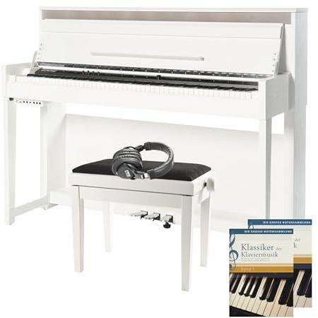 Fame DP-6500, E-Piano Set, 88 Tasten, Hammermechanik, 40 Sounds, USB MIDI, Aufnahmefunktion, Dreifachpedal, Klavierbank, Kopfhörer, Notensammlung, Weiß
