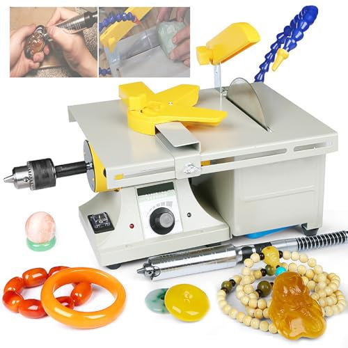 hKjPlvf 850W Pulidora Joyería Roca, Máquina Cortadora De Torno De Banco, Pulidora De Piedras Preciosas, Máquina Pulidora para Fabricación De Joyas, para Pulir, Cortar Y Perforar