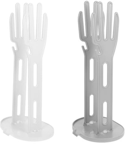 CHICAMPERA Glove Drying Rack and Kitchen Sink Stand Plastic Glove Organizer with Drainage Base and Towel Storage 2pcs White and Grey