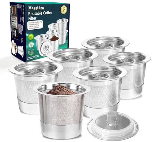 6PCS Edelstahl nachfüllbare K Tasse mit wiederverwendbarer Kaffeefilter für K 1.0 Kaffeemaschine, dauerhaft, umweltfreundlich, BPA-frei (K Cups for K1.0 x6)